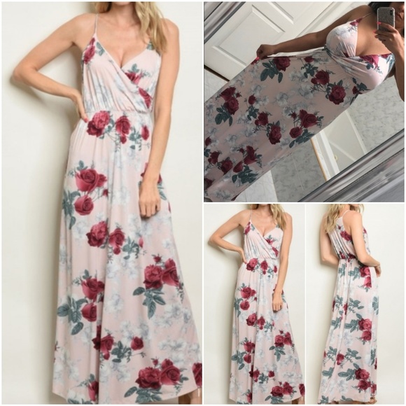Trend Setter Diva Boutique Dresses & Skirts - BLUSH FLORAL MAXI DRESS